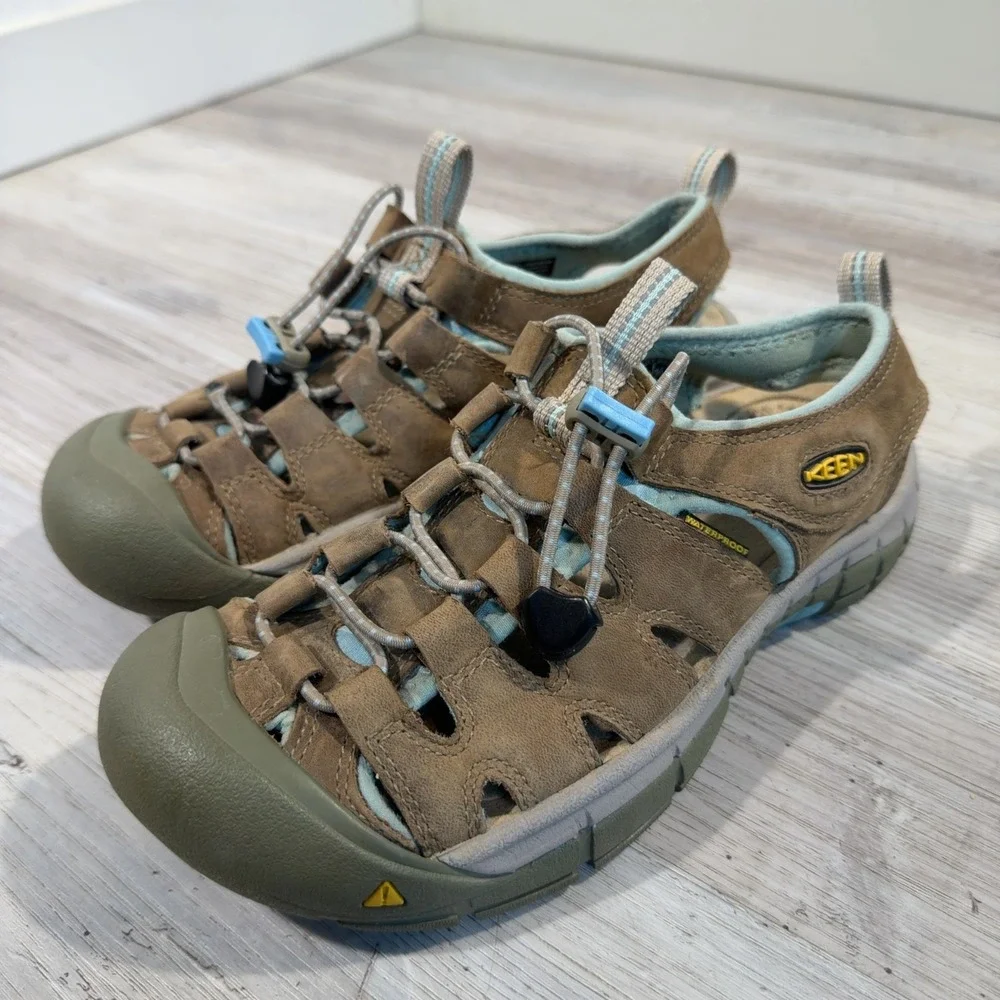 KEEN Newport H2 Women's Sandals Size 7 Brown Blue Waterproof Hiking Shoes
